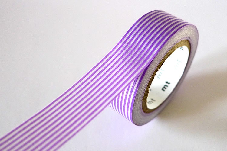 Purple Washi Tape Horizontal Striped Lines 15mm Japanese MT Masking Tape - PrettyTape