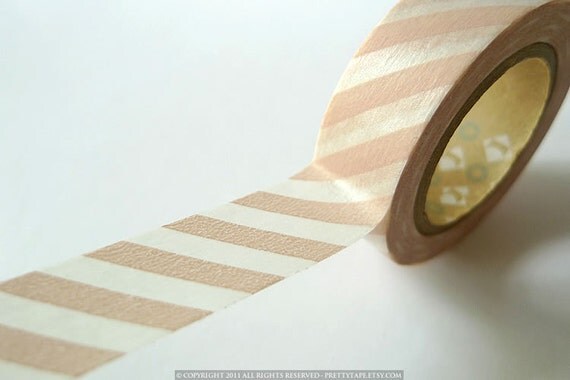 PEACH PINK Stripe Washi Tape Japanese 15mm MT Tape for weddings scrapbooking