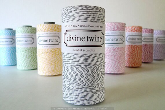 STONE GRAY Bakers Twine- Gray Twine with White Stripes 240 Yards spool from Divine Twine