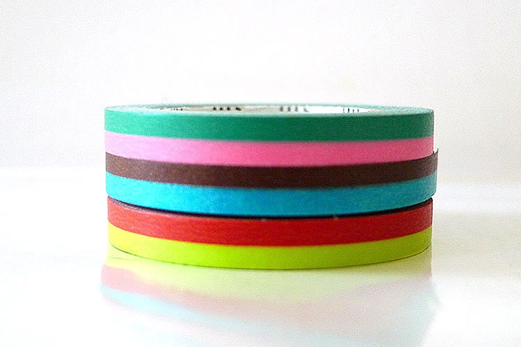 Thin Washi Tape Set VIVID Colors Two Tone MT Masking Tape - set of 3 Duo Tone