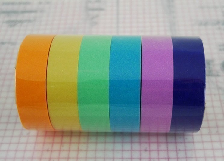 Japanese Paper Masking Tape Pack of 6 - Pretty SUNSET Washi Tapes (F)