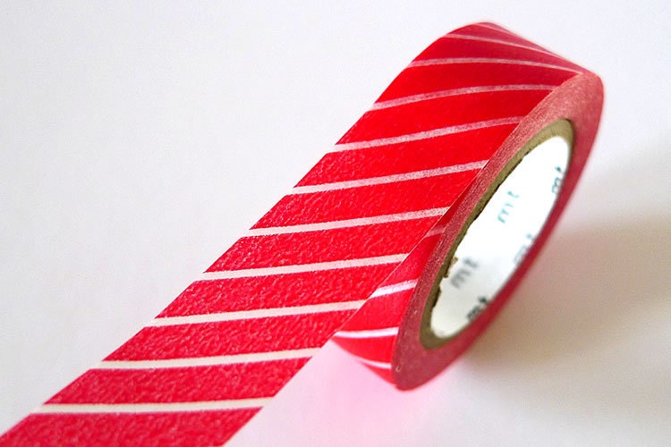 Thin line THICK RED Stripe Washi Tape 15mm Japanese MT Masking Tape - PrettyTape