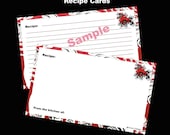 Recipe Cards 3 x 5 Editable and Printable Digital Instant Download for Crimson Poppies Recipe Box