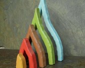 FIRE of 5 Earth colors - natural wooden waldorf toy