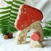 Fly Agaric MUSHROOM HOUSE  and gnome - waldorf wooden toy for nature table