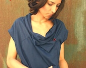 NEW COLOR Wrap asymmetrical top in dark blue