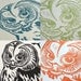 Large A3 Owl Lino Print in black