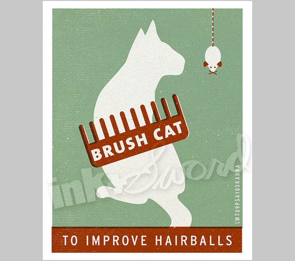 Brush Cat Original Illustration - PSA series - 8x10 Poster Print