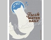PSA Illustration - Fresh Water Daily - Pet Care Art - 8x10 Print