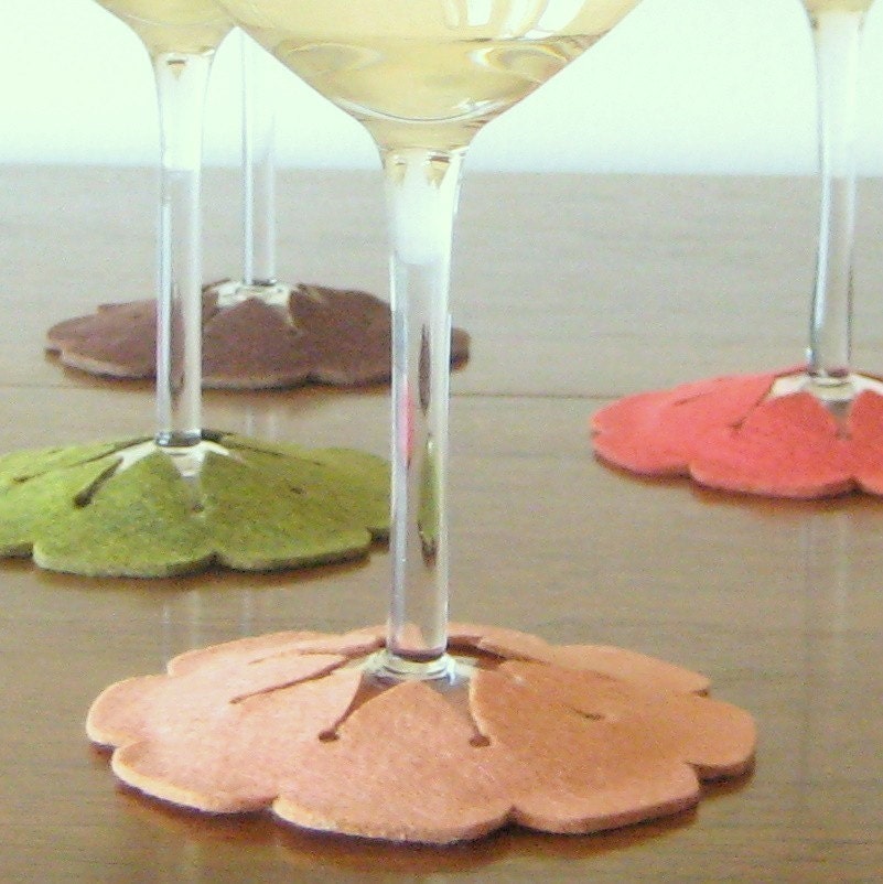 Hibiscus Stay on Coasters in Pink and Green - set of 6