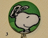 Retractable ID Badge Holder - Snoopy On Kelly Green