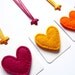 Felt Heart Christmas Gift Tags / Name Tags with Satin Ribbon Ties in Pink, Yellow & Orange (Set of 6)