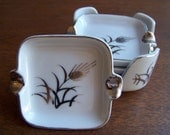 Set of Four Vintage Porcelain Ash Trays with Wheat Pattern