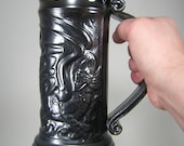 Dragon Stein, Tankard, Dragon Flagon - Satin Black Glaze - (24oz)