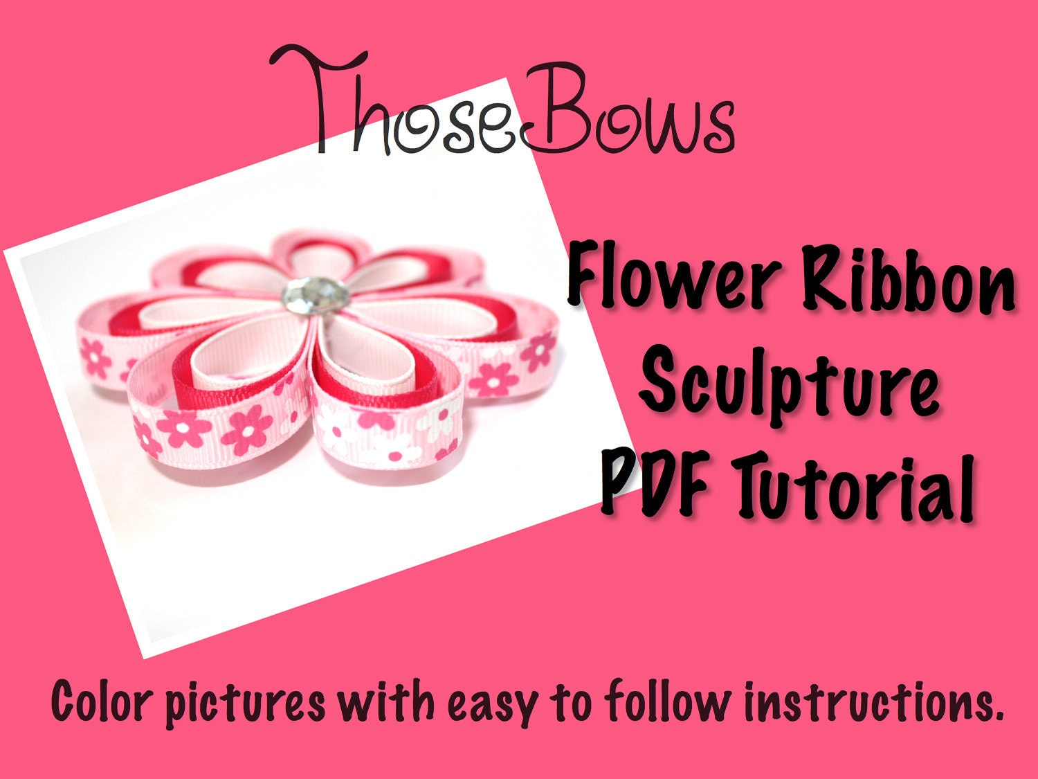 3D Flower Ribbon Sculpture Hair Bow PDF Tutorial