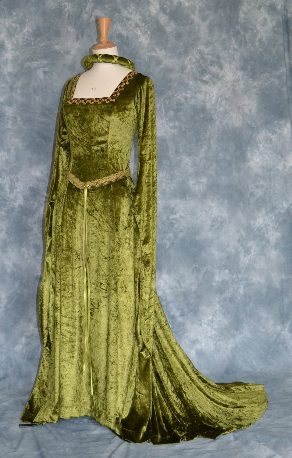 Cordelia, a Celtic Inspired Medieval, Pre- Raphaelite,Renaissance Gown with Celtic Embroidery