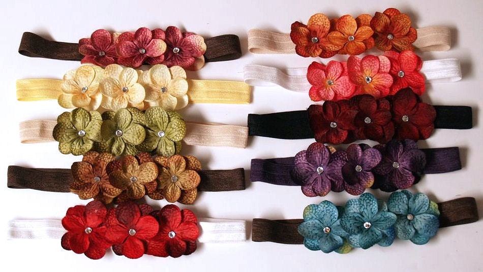 Ready to Ship NEWBORN size Dainty Bloom Headbands Value Pack of 10 with Swarovski Crystals