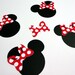 50 - 2.5" Minnie Mouse Head Silhouettes Black Cutouts COLOR Choice RED or PINK and White Polka Dot Bows Not Attached Die Cut