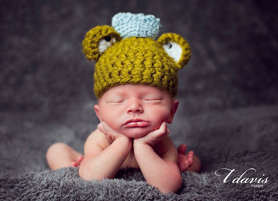 Frog Prince / Princess Hat Newborn Baby Photo Prop Unisex Boy Girl