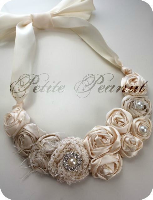 GLAMOUR Couture BRIDAL Statement Necklace (Fits 6m - Adult)- Ivory - Custom Order - Infant Baby Toddler Girl Woman- Wedding Bride