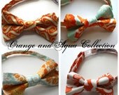 Little Guy BOW TIE - Orange and Aqua Collection - (Newborn - 10 years) - Baby Boy Toddler - Custom Order - Wedding - Photo Prop