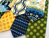 Little Guy Necktie Tie - Navy Green Yellow Collection - (Newborn - 12 months) - Baby Boy Toddler - Wedding - Photo Prop - Wedding