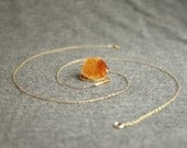 raw citrine or amethyst opera length necklace . saffron