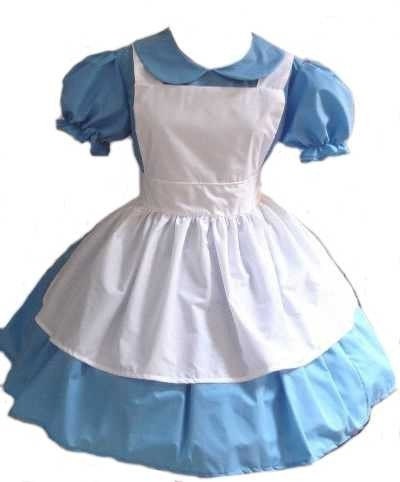 Alice in Wonderland Halloween Costume blue dress white apron costume custom size made to measure plus size