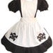 Cute Gothic Skulls Alice in Wonderland Costume Dress and Apron Black and White with Skull Pin Custom Size