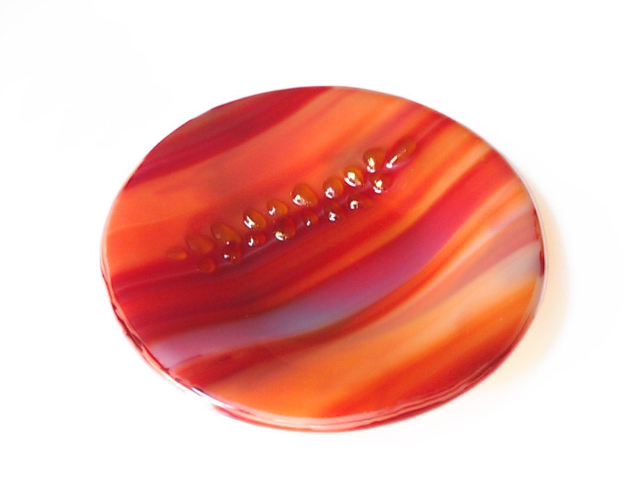 Orange and Red Flame Dish - Handmade Fused Glass
