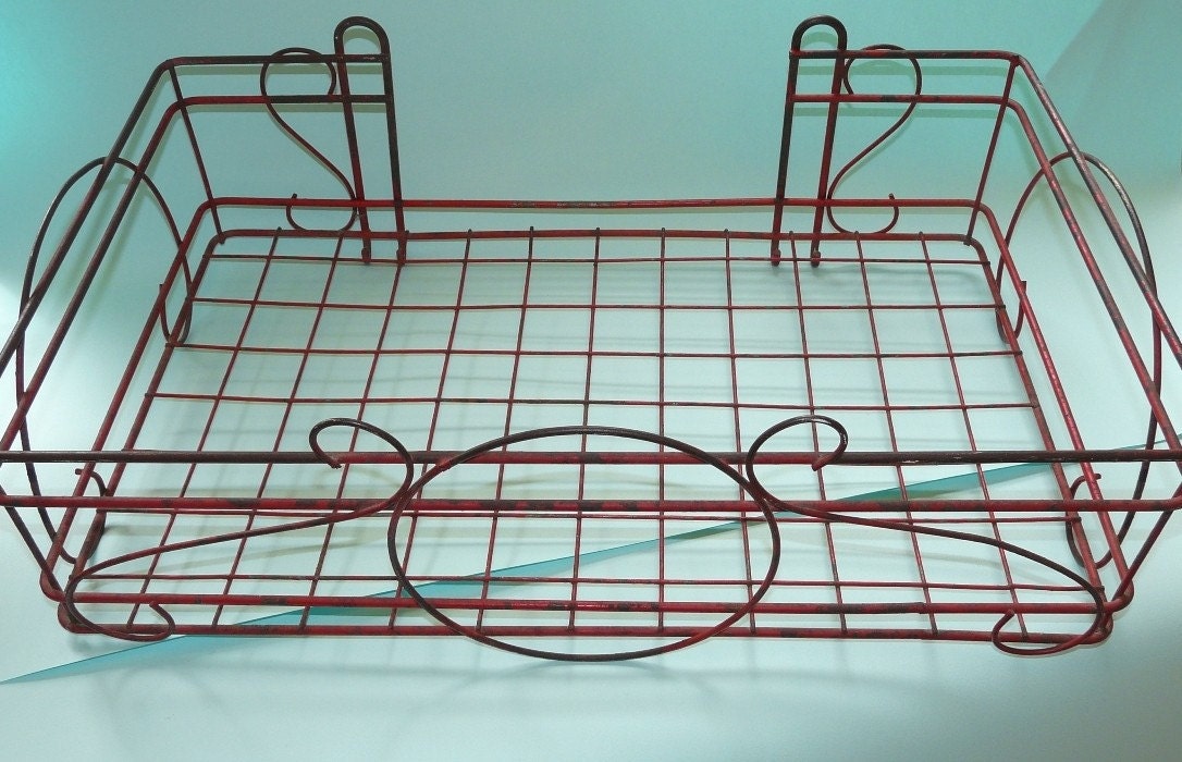 Vintage Red Wirework Baker's Rack