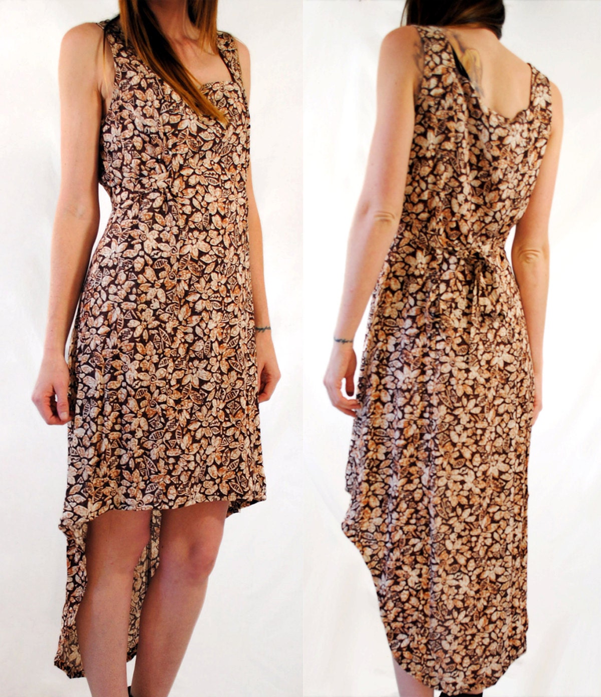 SALE- Brown Sugar- Reworked Vintage Mullet Dress