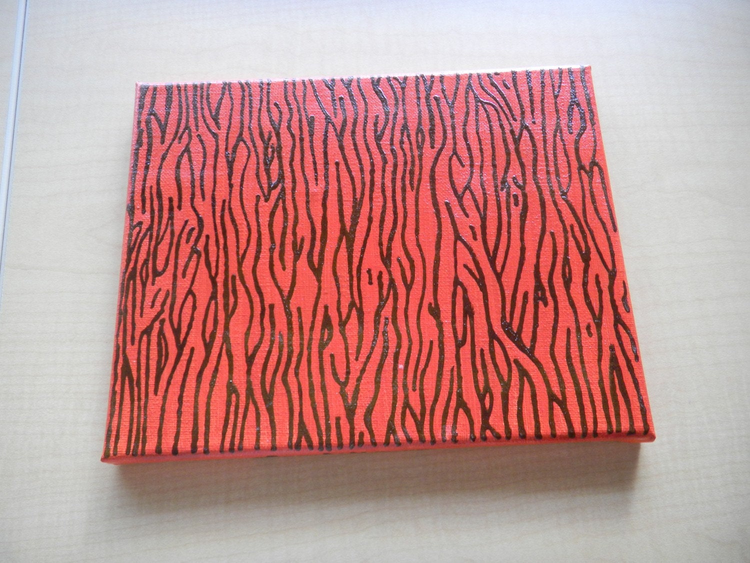 Between Zebra Lines, 8x10, Acrylic Painting with Henna Design - ORIGINAL, OOAK - Unique Gift