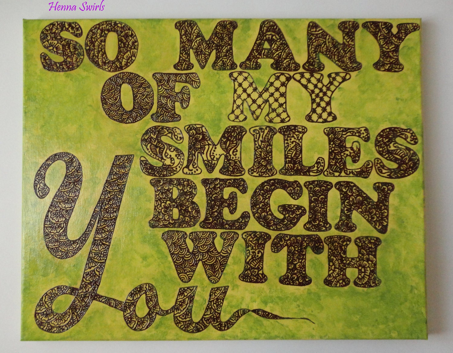 Acrylic Painting with Henna, Global Henna Art, One of a Kind, Unique, Handmade