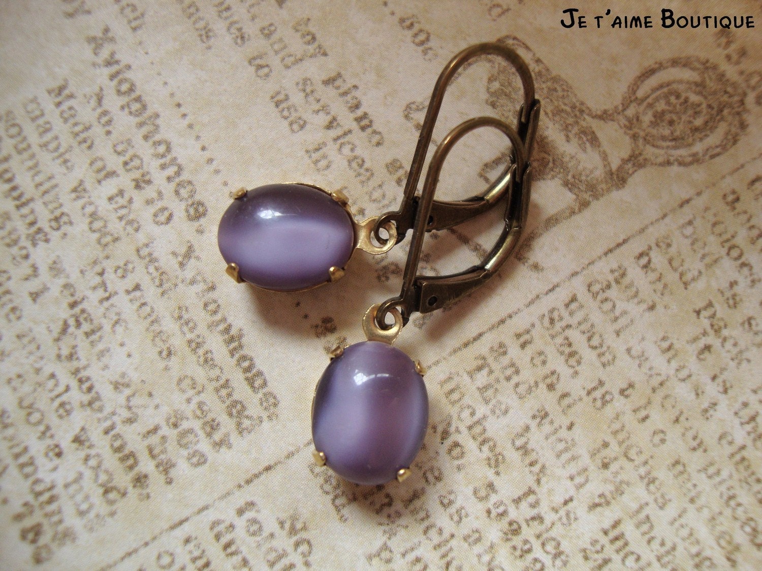 SWEET LILAC - Romantic Vintage Estate Style Earrings Lavender Purple Plum Garden Antiqued Brass Moonglow Jewels Shimmer