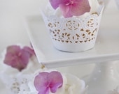 Elegant White Cupcake Wrappers - Reserved for Sarah