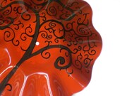 Red Hand Painted Vinyl Record Bowl - Ships in 72 hours of payment
