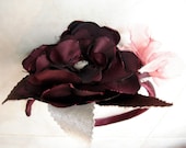 Free shipping  Maroon Plum Headband with Fabric Flower spring branch