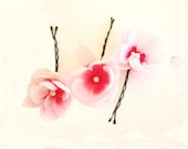 Mini Pink flowers wedding hairpin set bride bridesmaid flower girl