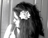 Light cream Retro bride hair flower hanmade fabric rose