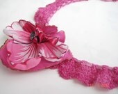 Vintage Crochet Lace Floral Choker Necklace with Beatiful fabric flower