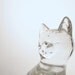vintage Clear Glass Kitty Cat Figurine, Paper Weight, Transparent Bubbles