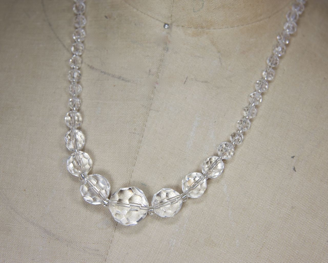Crystal Bridal Necklace, Vintage Inspired Clear Crystal Faceted Beads, The Mother of All Diamonds Necklace