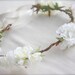 Floral Crown Vine Headpiece, White Rose Bridal Head wreath, Leaves, garden rose flower crown, ribbon tie headpiece ready to ship