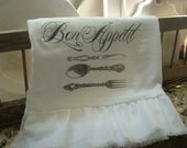 Floursack,Tea Towel, Cottage, Shabby Chic,French, Farmhouse, Ruffled (Bon Appetit)