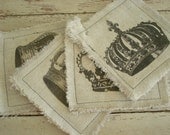 Handmade, Coasters, French, Shabby Chic, Cottage, Farmhouse (CROWNS)
