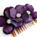 Wedding Hair Accessory - Hydrangea Hair Comb, Purple Flower, Crystal, Velvet, Eggplant, Royal Purple, Bridesmaid