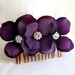 Wedding Hair Accessory - Hydrangea Hair Comb, Purple Flower, Crystal, Velvet, Eggplant, Royal Purple, Bridesmaid