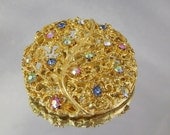 Multicolor Aurora Borealis AB Rhinestone Vintage Brooch