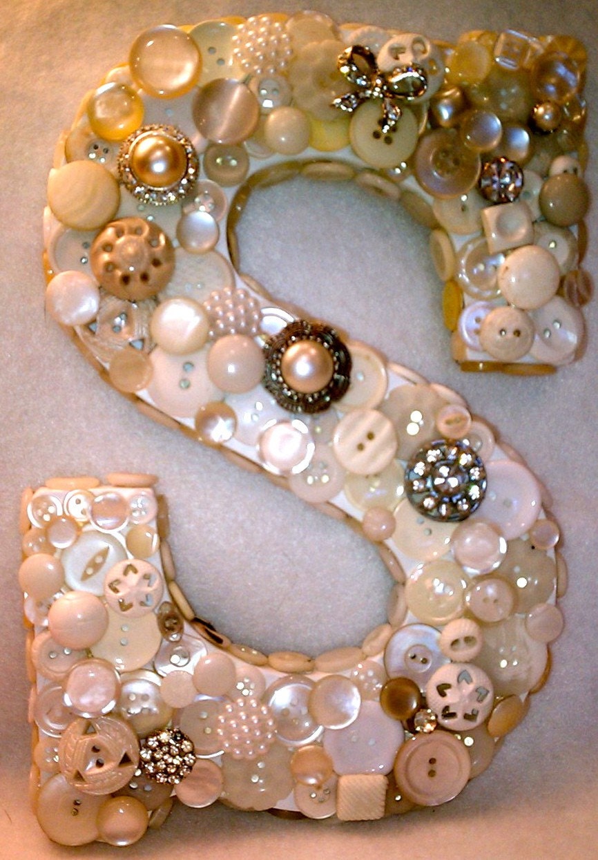 RESERVED For Stephanie - Custom White Button Initial "S"
